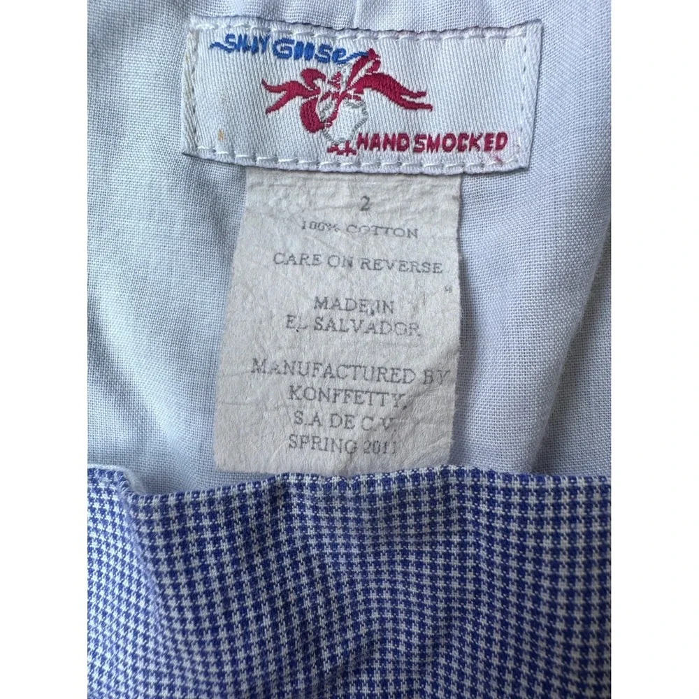 Silly Goose Boys Blue Gingham Smocked Shortall Romper Monkey Alligator Size 2